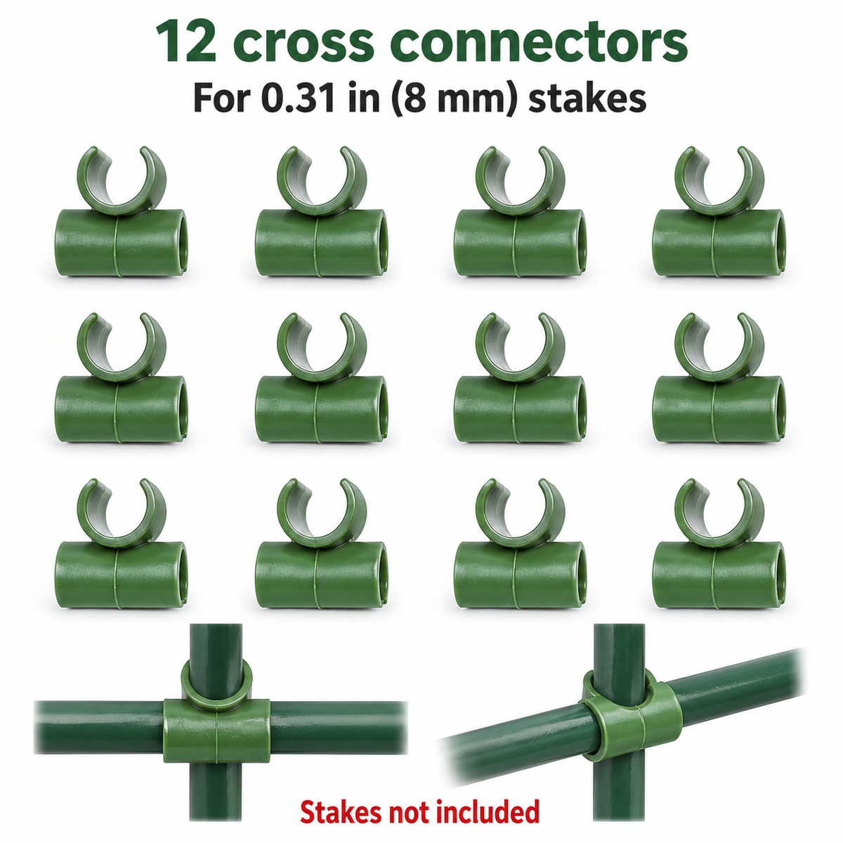Green Cross Stake Connectors, Set of 12 — specification diagram