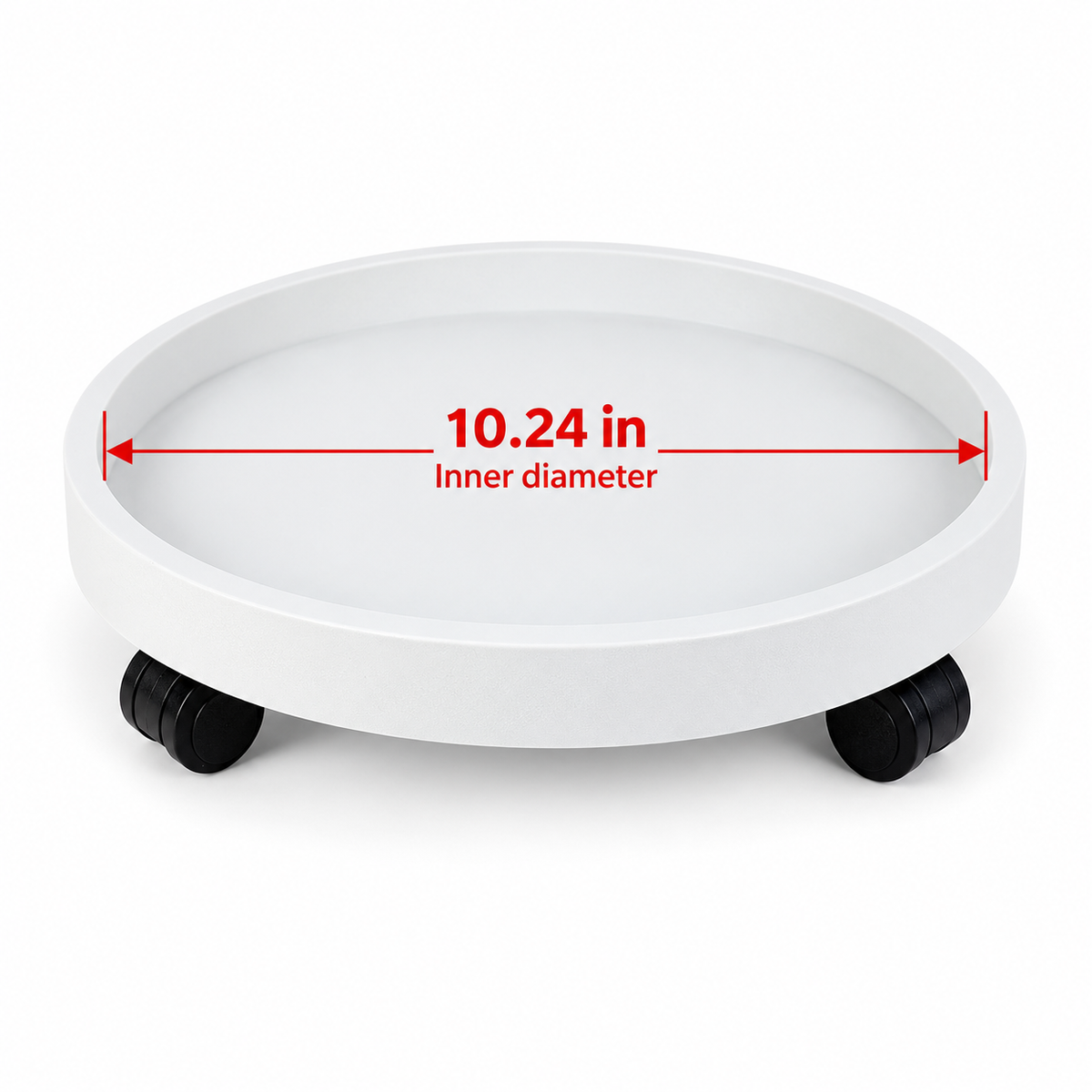 White Round Plant Caddy — specification diagram