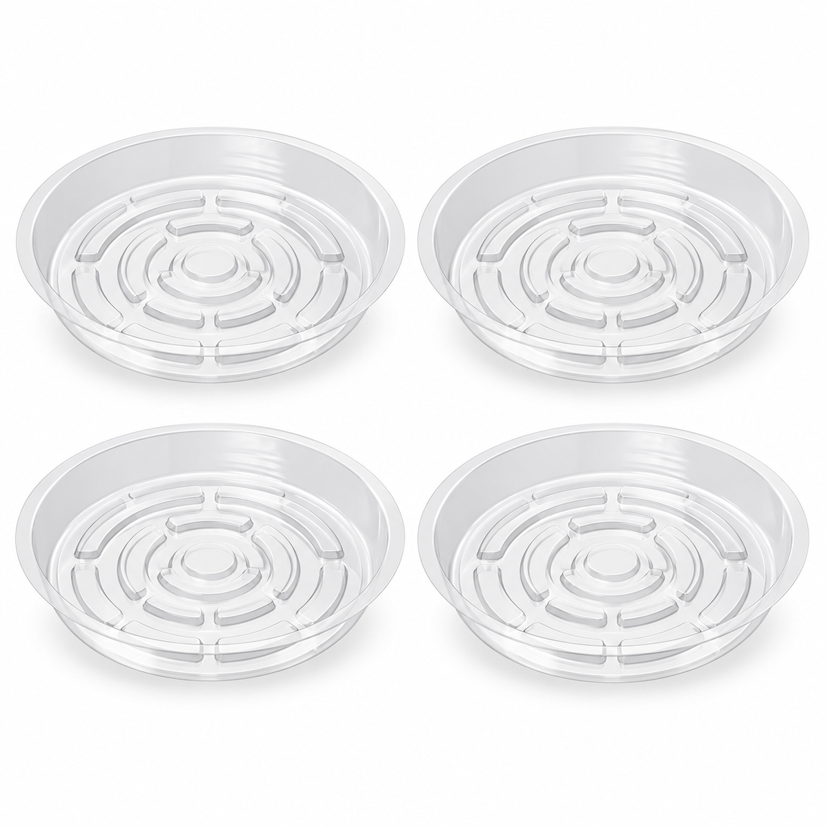 Clear Plant Saucers, Set of 4 — product on white