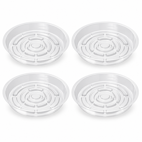 Clear Plant Saucers, Set of 4 — product on white