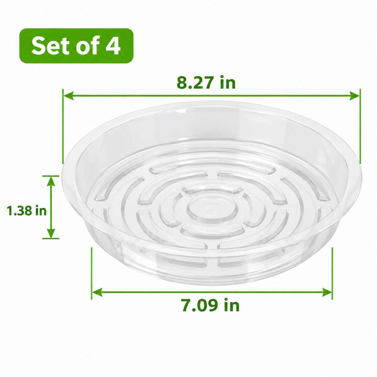 Clear Plant Saucers, Set of 4 — specification diagram