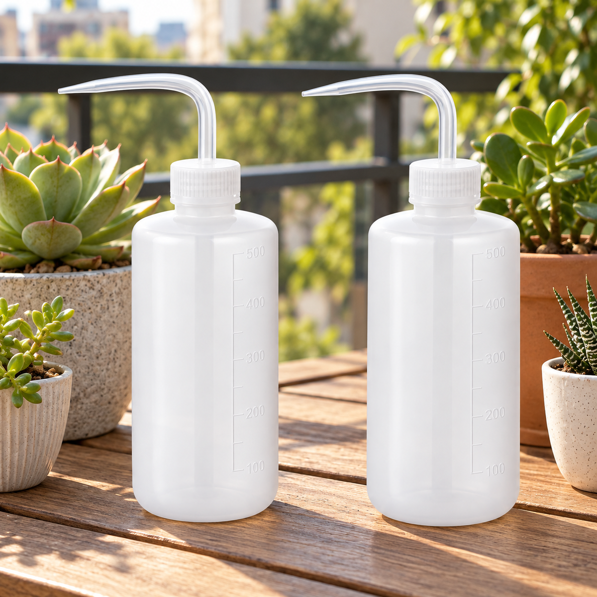 500 ml Curved-Spout Plant Watering Bottles, Set of 2 — in use