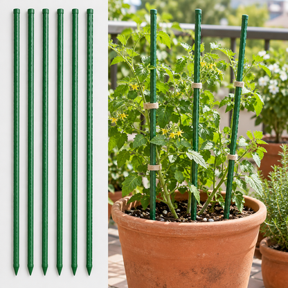 Green Coated Plant Stakes, Set of 6 — in use