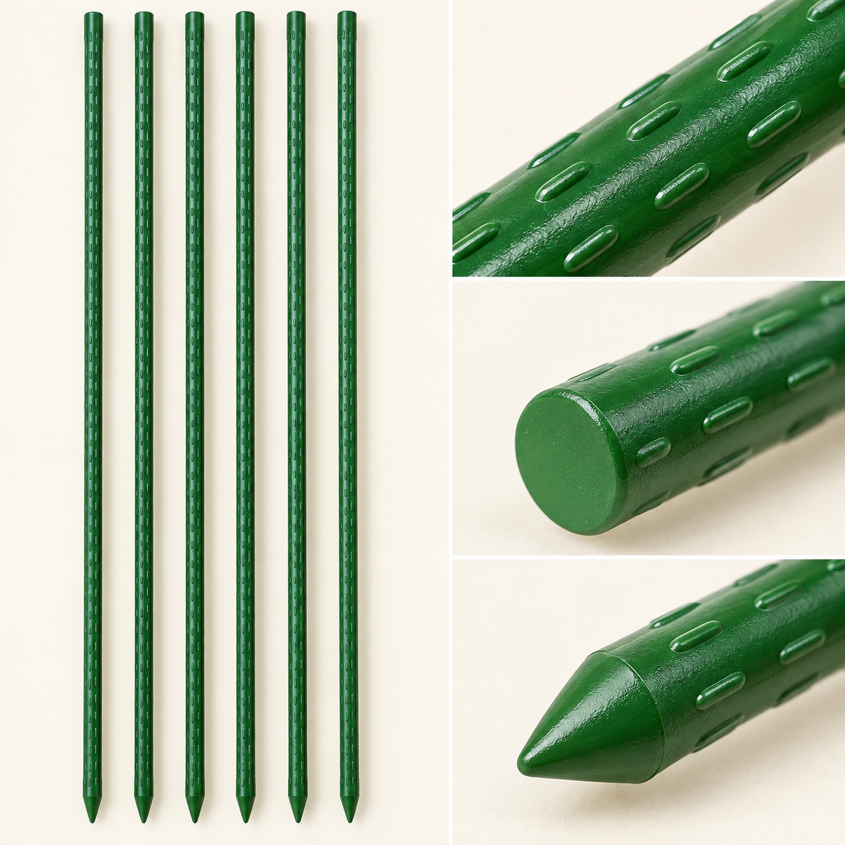 Green Coated Plant Stakes, Set of 6 — product detail