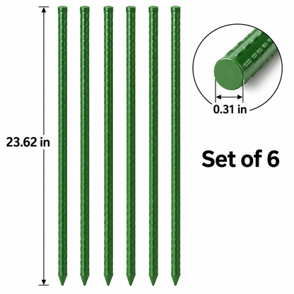 Green Coated Plant Stakes, Set of 6 — specification diagram