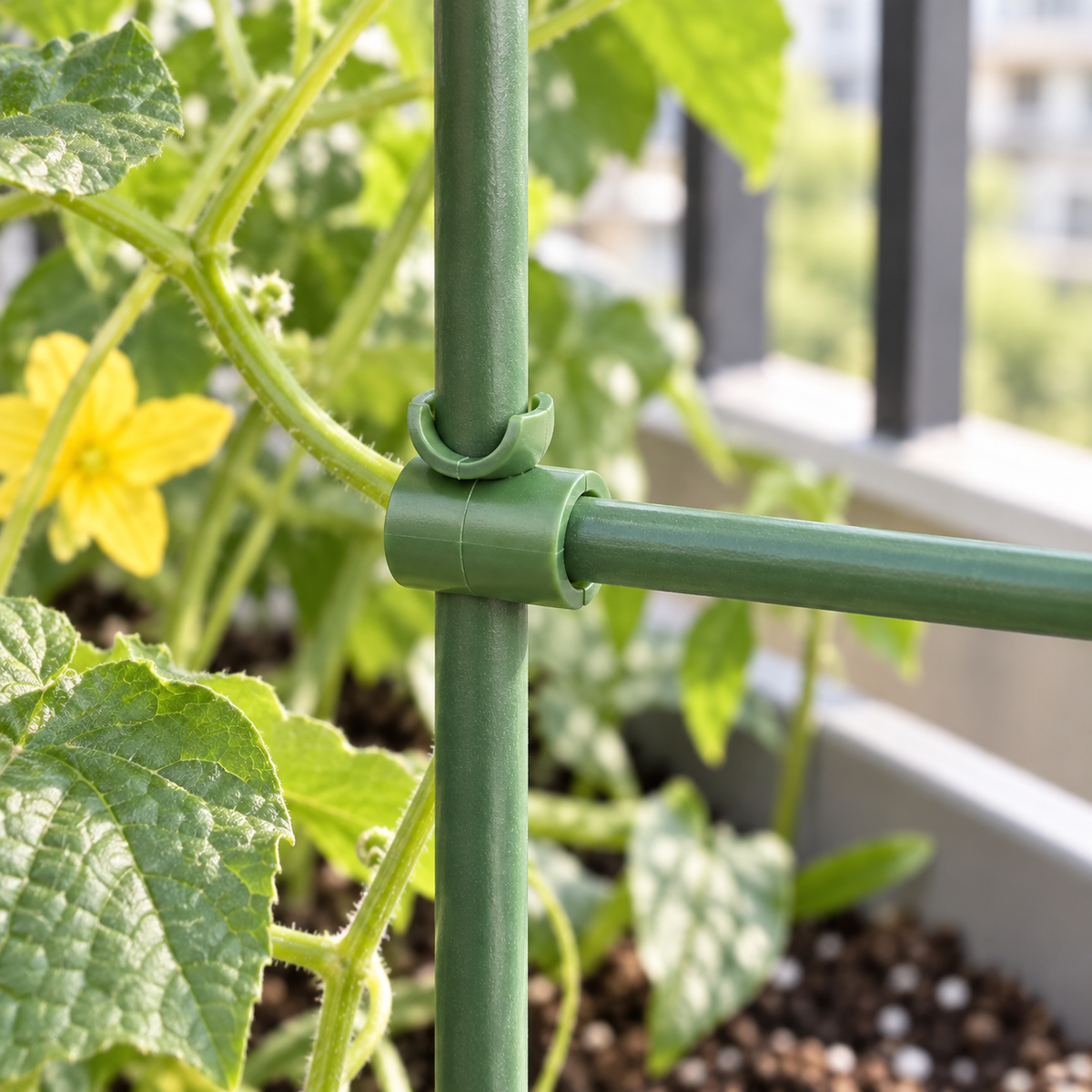 Green Cross Stake Connectors, Set of 12 — in use