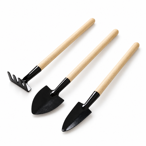 Mini Wooden-Handle Garden Tool Set — product on white