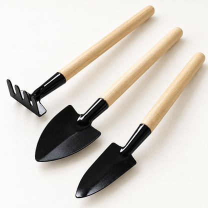 Mini Wooden-Handle Garden Tool Set — product detail