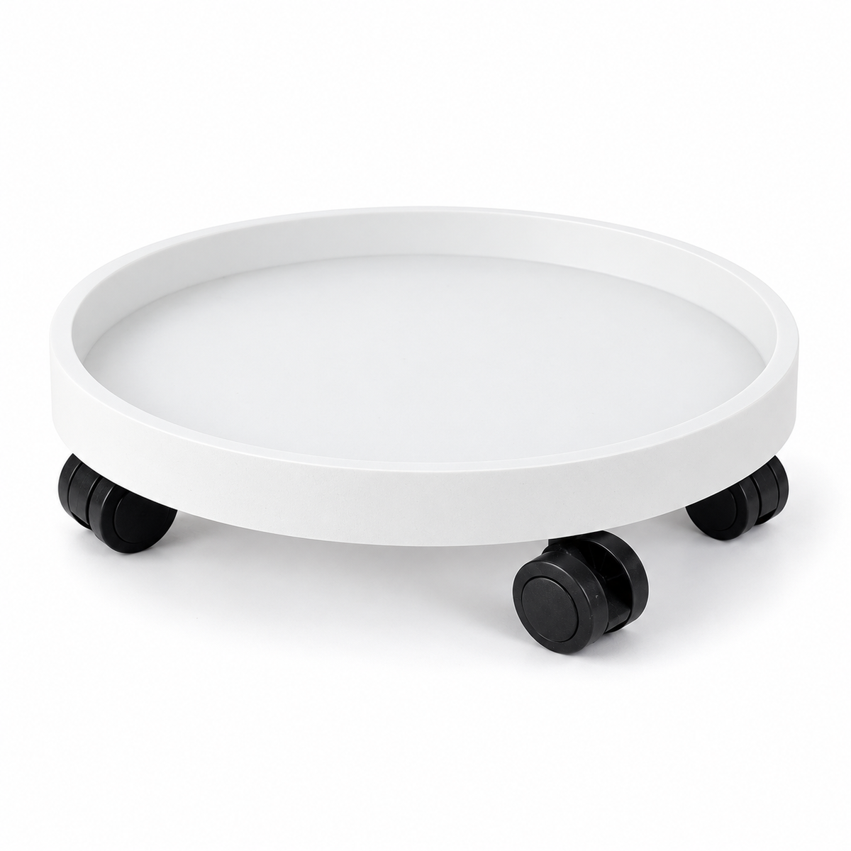 White Round Plant Caddy — product on white